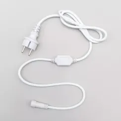 Кабель питания 1,5 м. с выпрямителем для каучуковых и ПВХ 220В., провод белый Каучук, IP65, LTC (LLC-8-3A)