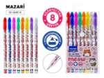 Набор ручек гель 8цв. 0.9мм. с блёстками "Meow" с ароматизир.чернилами, корп. цветной (Mazari)