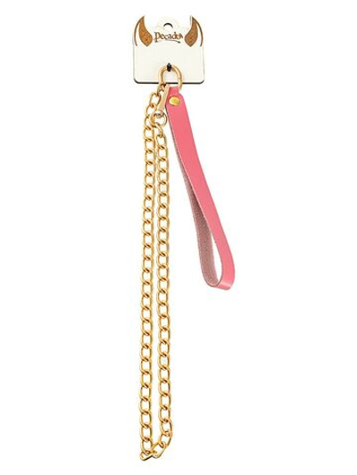 Розовый кожаный поводок с карабином для ошейника - 80 см. (Цвет: розовый)