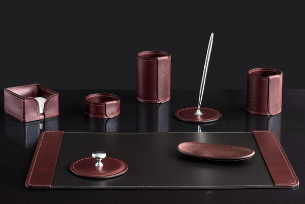 Набор офисный из кожи FG Brown/шоколад 8 предметов