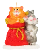 Свеча «Кот и кролик с мешком подарков» 9,3*8*5,1 см