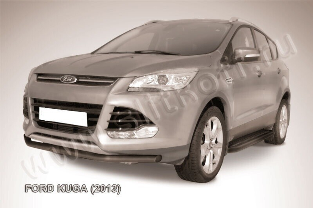 Защита переднего бампера (нержавейка) Ford Kuga (2012-2016) d57 (черный)