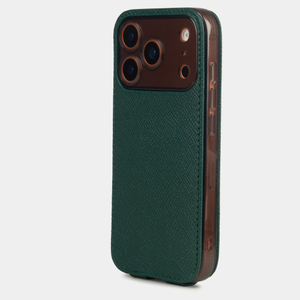 Чехол iPhone 17 Pro Max натуральная кожа сафьяно, зеленого цвета