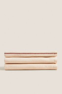 ZARA HOME ХЛОПЧАТОБУМАЖНАЯ СКАТЕРТЬ С КАЙМОЙ, ЭКРЮ