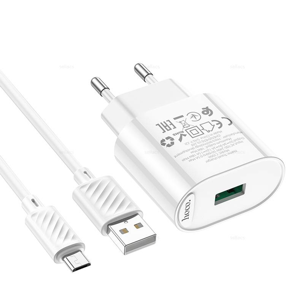Зарядное устройство на Micro-USB Hoco C109A QC3.0 (white)