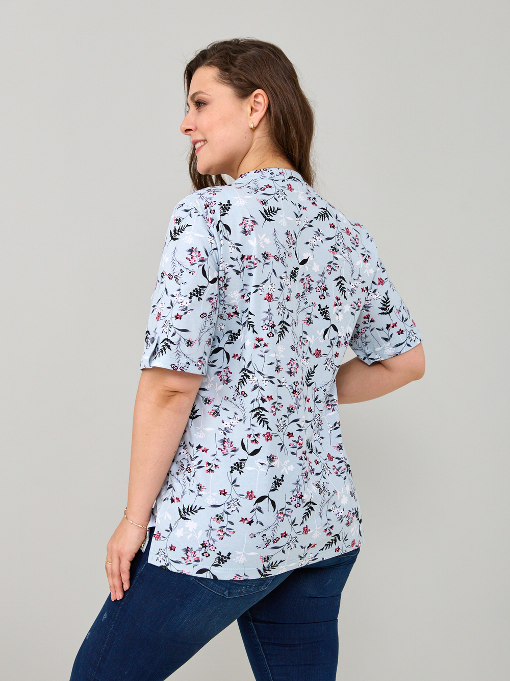 Блузка БЛ-122/ментол-цветыветочка