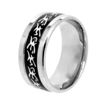 Кольцо стальное (212) "Узор" эмаль