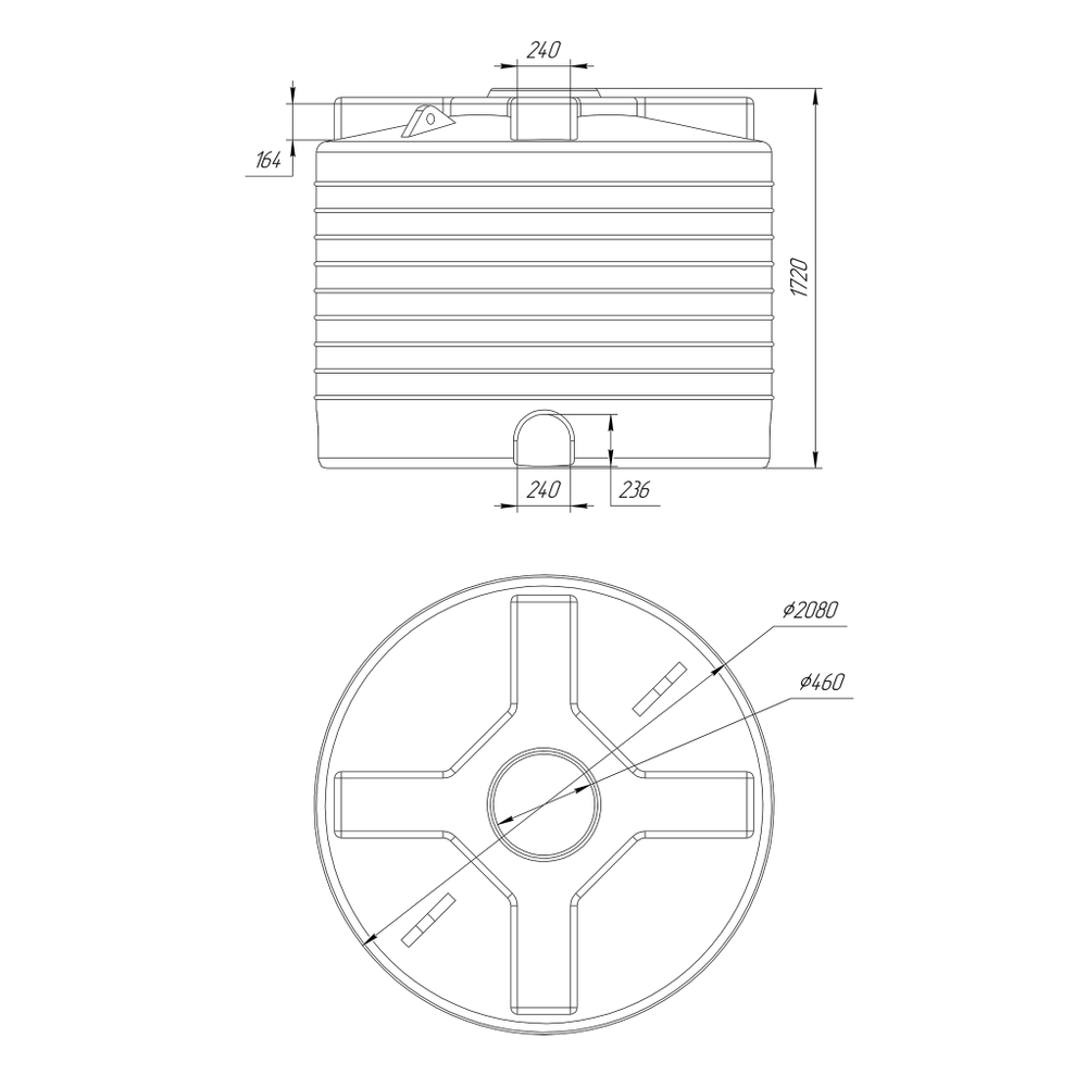 Ёмкость вертикальная низкая Политим 5000 л. вертикальный (2080x2080x1720см;синий) - арт.560706