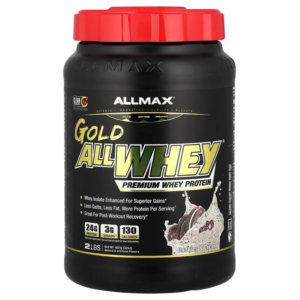 ALLMAX, GOLD ALLWHEY®, сывороточный протеин премиального качества, печенье и сливки, 907 г (32 унции)