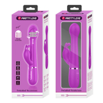 Лиловый вибратор-кролик Dejon с ротацией бусин и возвратно-поступательными движениями - 22,6 см.