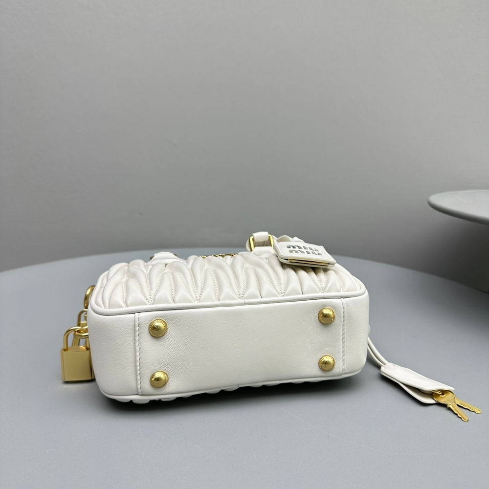 Miu Miu Matelasse Nappa Leather Top Handle Bag 19 cm