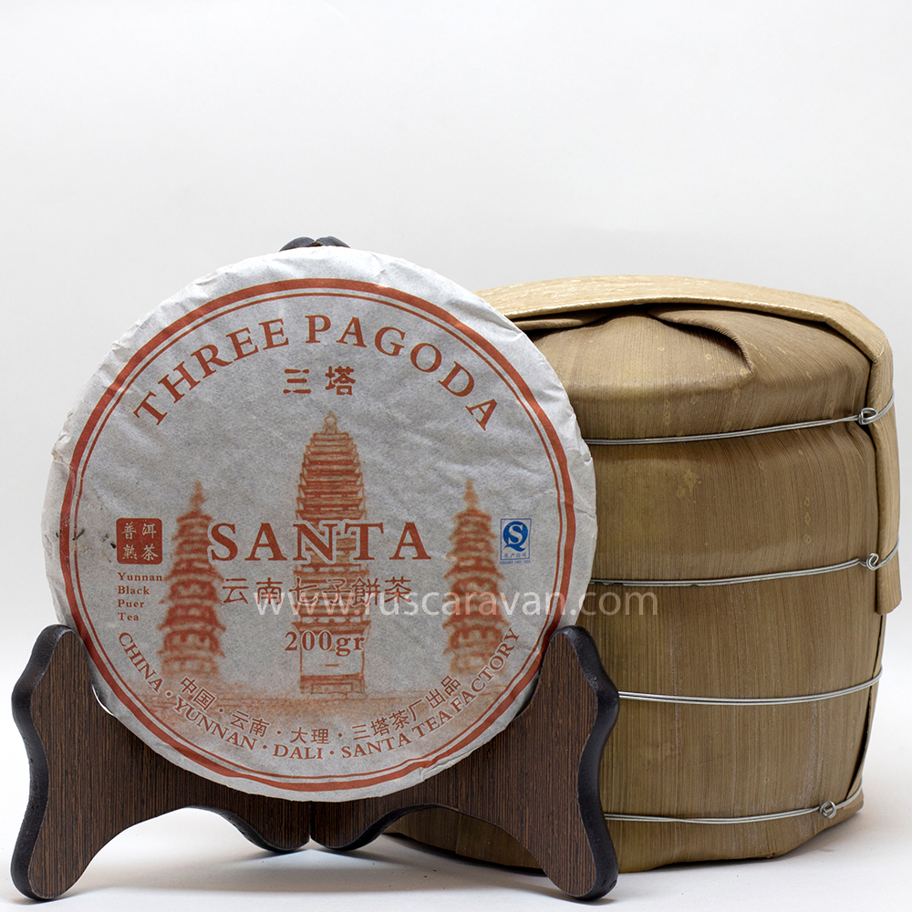 0468/2018 Чай прессованный черный Пуэр Шу "Саньта" (Мини бин, 200гр)