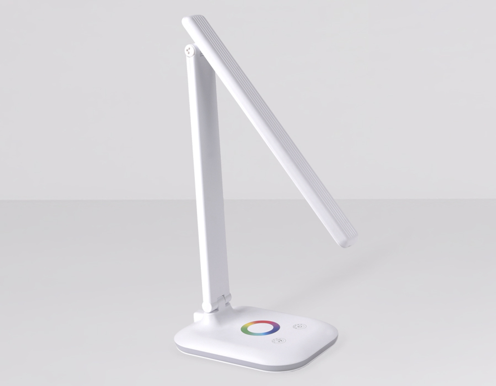Светодиодная настольная лампа с RGB подсветкой DE530 WH белый LED 3000-6400K+RGB 8W