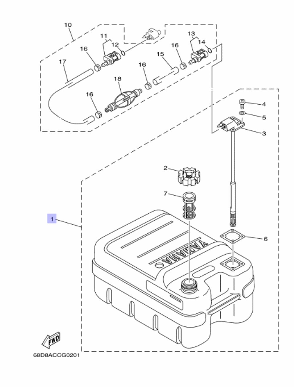 Бак Топливный Yamaha 24л. 6YJW2420J200