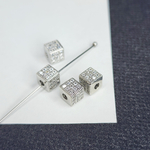 Кубик с фианитами, родий, р-р 6мм, люкс фурнитура, штучно