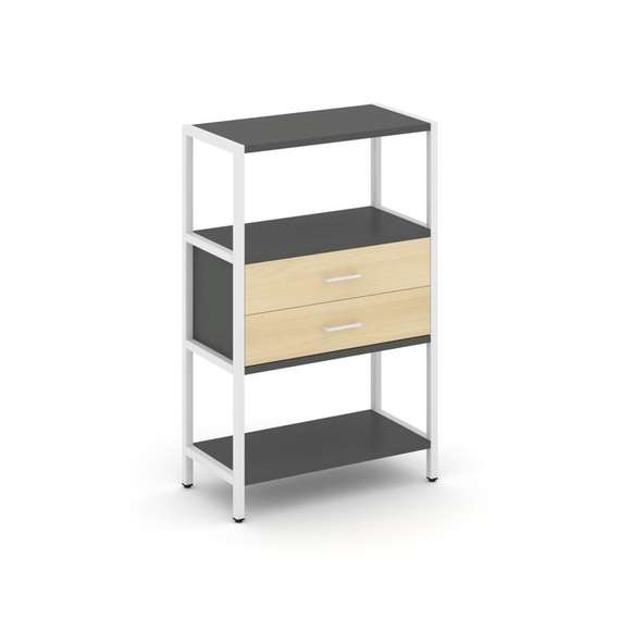 Shelf System Односекционный стеллаж трехярусный с ящиками SN.STM-312 Антрацит/Акация Лорка/Металл Бе