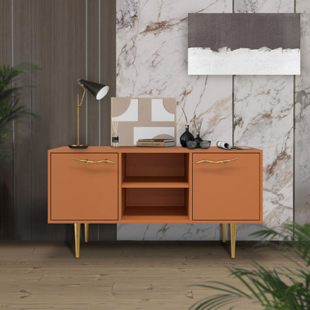 Тумба под ТВ Арт Колор matte 117см Стайл Голд Томленый оранжевый матовый