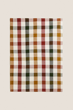 ZARA HOME ЦВЕТНОЕ КЛЕТЧАТОЕ КУХОННОЕ ПОЛОТЕНЦЕ (НАБОР ИЗ 2 ШТ.), ЗЕЛЕНЫЙ