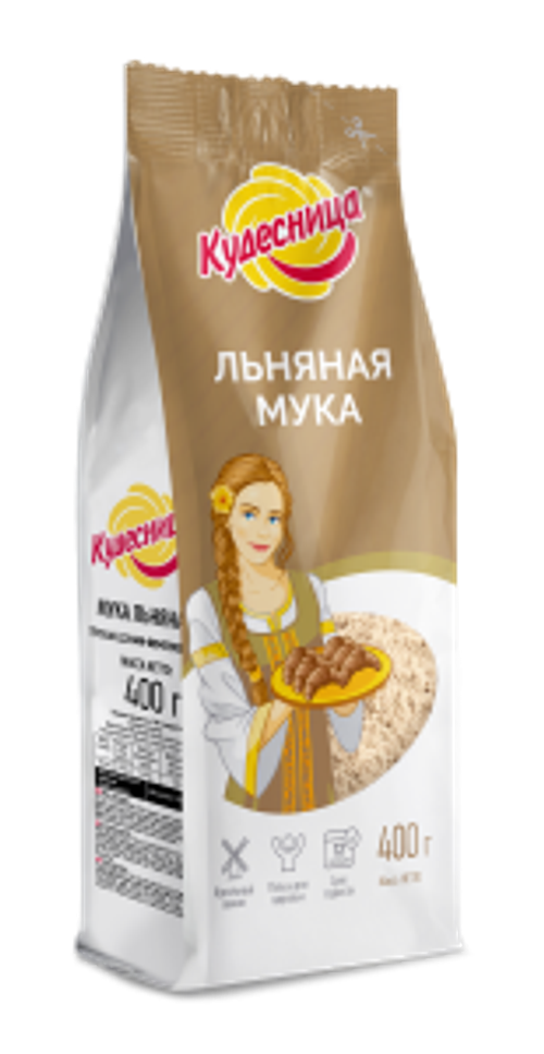 Мука Кудесница льняная полуобезжиренная, 0.4 кг