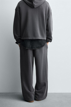 ZARA ДЖОГГЕРЫ WIDE FIT С ЭФФЕКТОМ ПОТЕРТОСТИ, АНТРАЦИТОВО-СЕРЫЙ