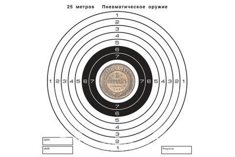 Мишень цветная картонная, рисунок 5 копеек (50 шт./уп.) (140х140)