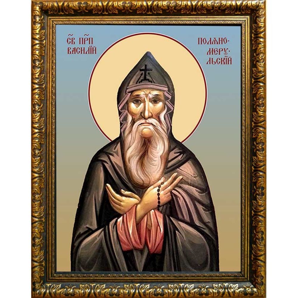 Василий Поляномерульский (Пояна-Мэрулуйский) преподобный. Икона на холсте.