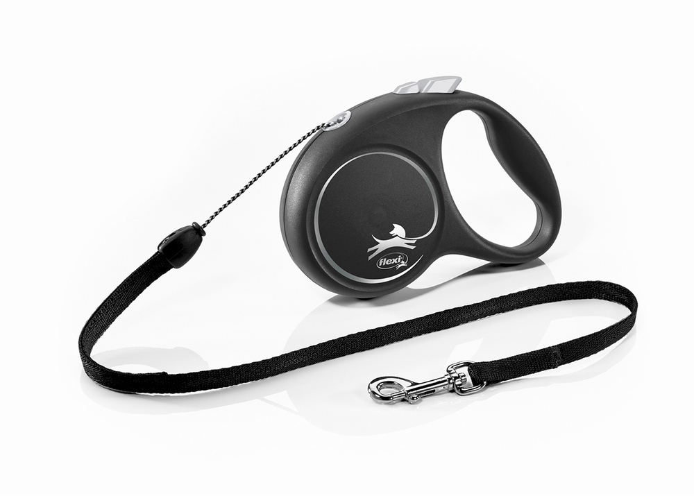 Flexi new Black Design рулетка для собак 12 кг трос 5 м.