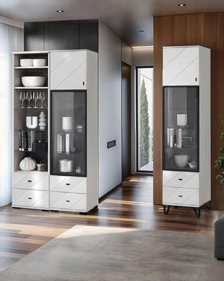 Шкаф-витрина стеклянный в гостиную Кашемир, 45,2х45х199 см