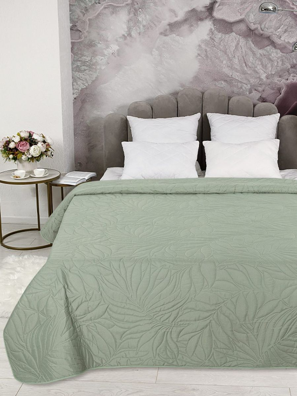 Покрывало на кровать, стеганое, поплин с размерами 215х220