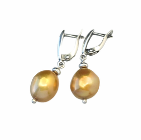 Серьги с жемчугом золотистым