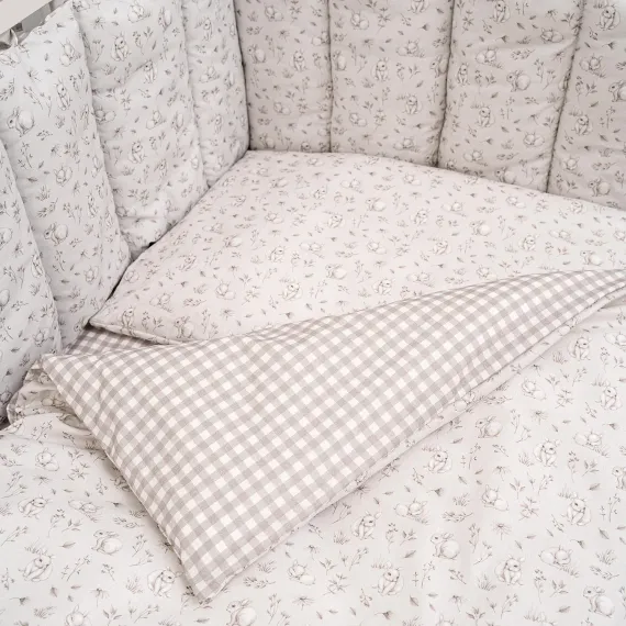 Комплект постельного белья Lollycottons Кролик Лаппин 6 предметов, Серый