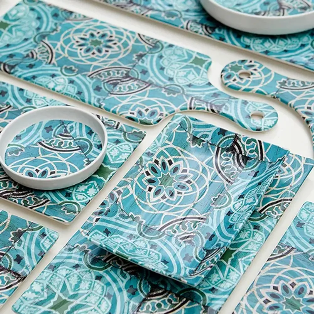 Тарелка с бортом 21*1,9 см Damask Blue пластик меламин P.L. Proff Cuisine