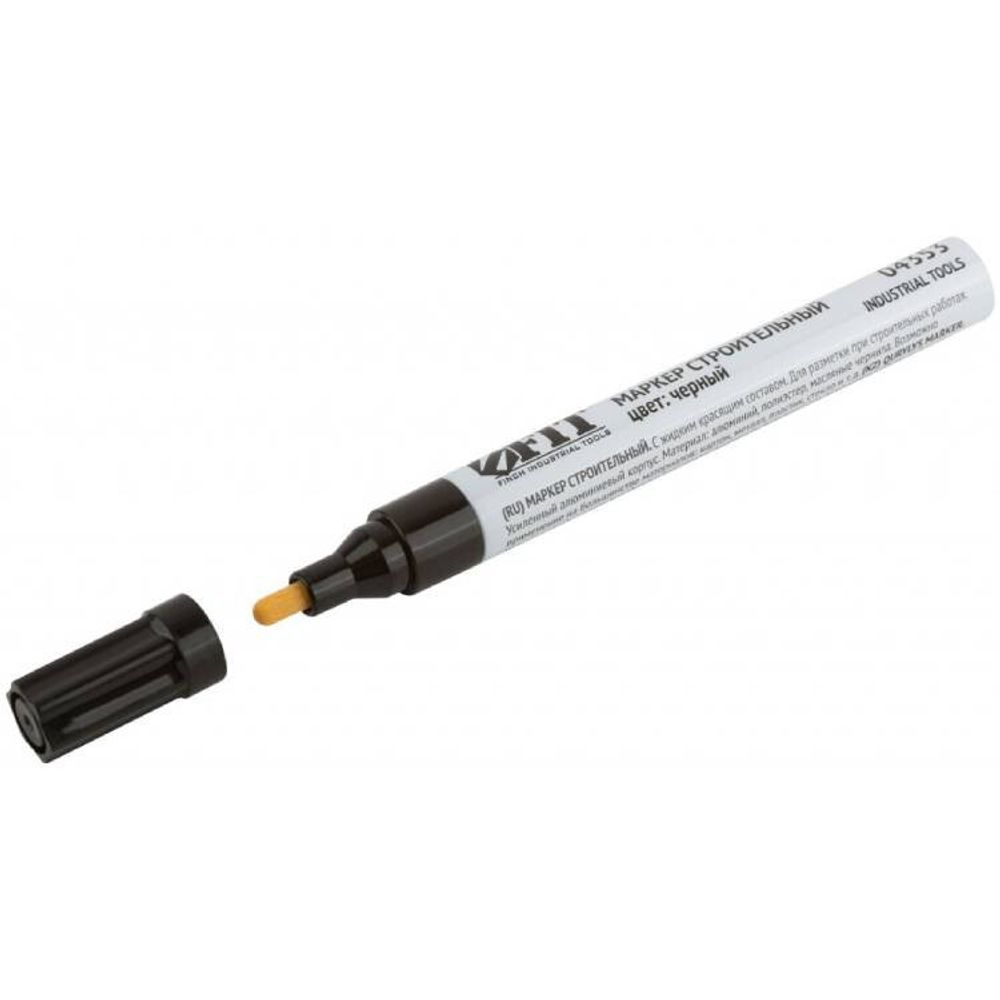 04353 Маркер-краска строительный 2мм, алюминиевый корпус, черный FIT---