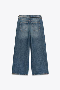 ZARA ДЖИНСЫ-КЮЛОТЫ Z1975 С ВЫСОКОЙ ПОСАДКОЙ И РЕМНЕМ, СИНИЙ