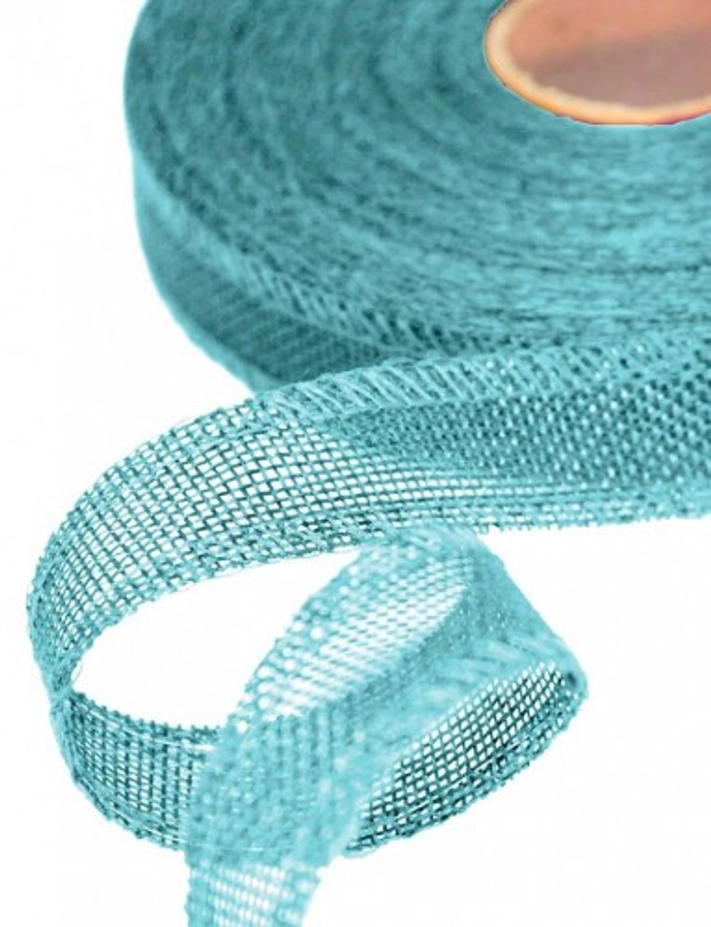 Лента Льняная 2,5см х 28м с проволокой (Голубой)