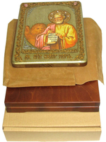Икона "Святой апостол и евангелист Марк" на мореном дубе, 29х21см
