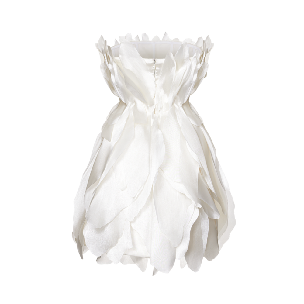 Платье мини корсетное с 3D лепестками из органзы