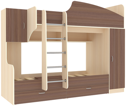 Двухъярусная кровать КарИВи Юниор 2  Дуб Молочный Бодего Темный