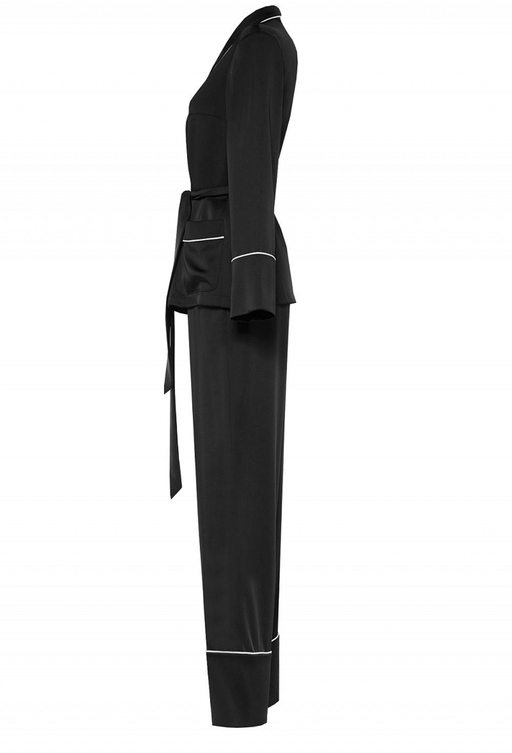 Брючный костюм из шелка чёрный 05-19 SS