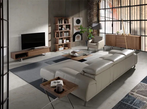 Угловой диван Angel Cerda KF112-R, серая кожа