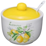 Сахарница ЛИМОНЫ 520 мл с ложкой в подарочной упаковке