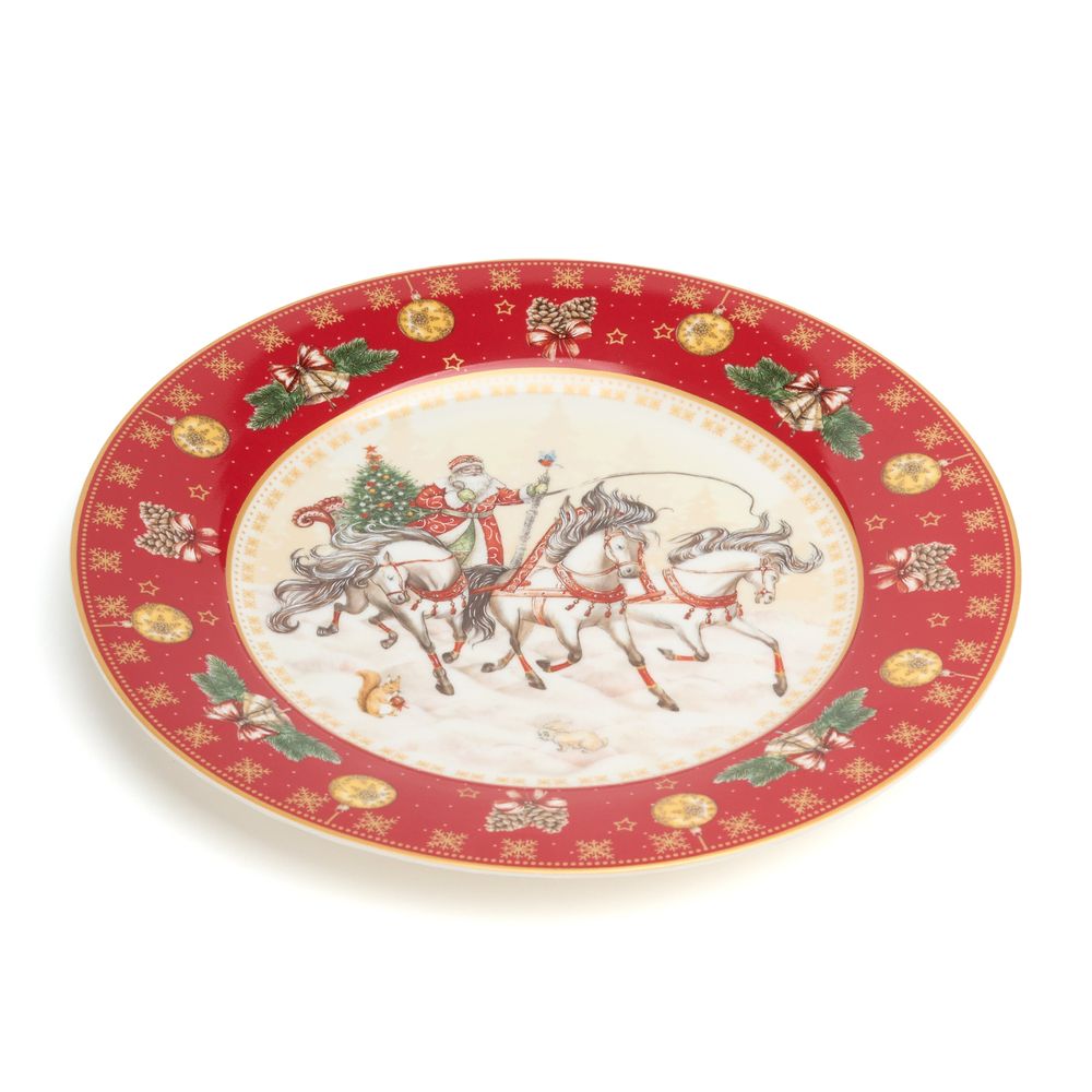 ТАРЕЛКА ОБЕДЕННАЯ LEFARD "ТРОЙКА" 20,5 СМ КРАСНАЯ (КОР=18ШТ.)