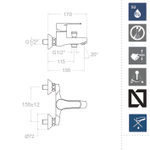 Смеситель для ванны TITANIUM 1805S
