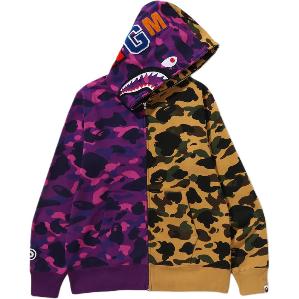 A Bathing Ape Bathing Ape Sweatshirts Camouflage Cotton Moderate No Fleece Lined Zip Closure 1m30 115 005 фиолетовый