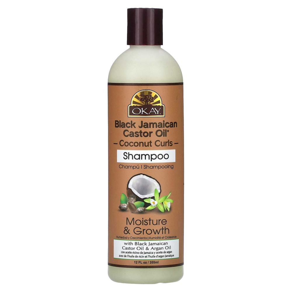Okay Pure Naturals, Черное ямайское касторовое масло, кокосовые локоны, шампунь, 355 мл (12 жидк. унц.)