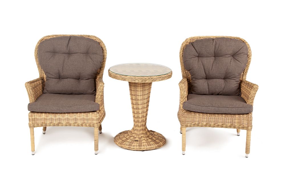 "Алиса" кофейный комплект из искусственного ротанга, цвет соломенный