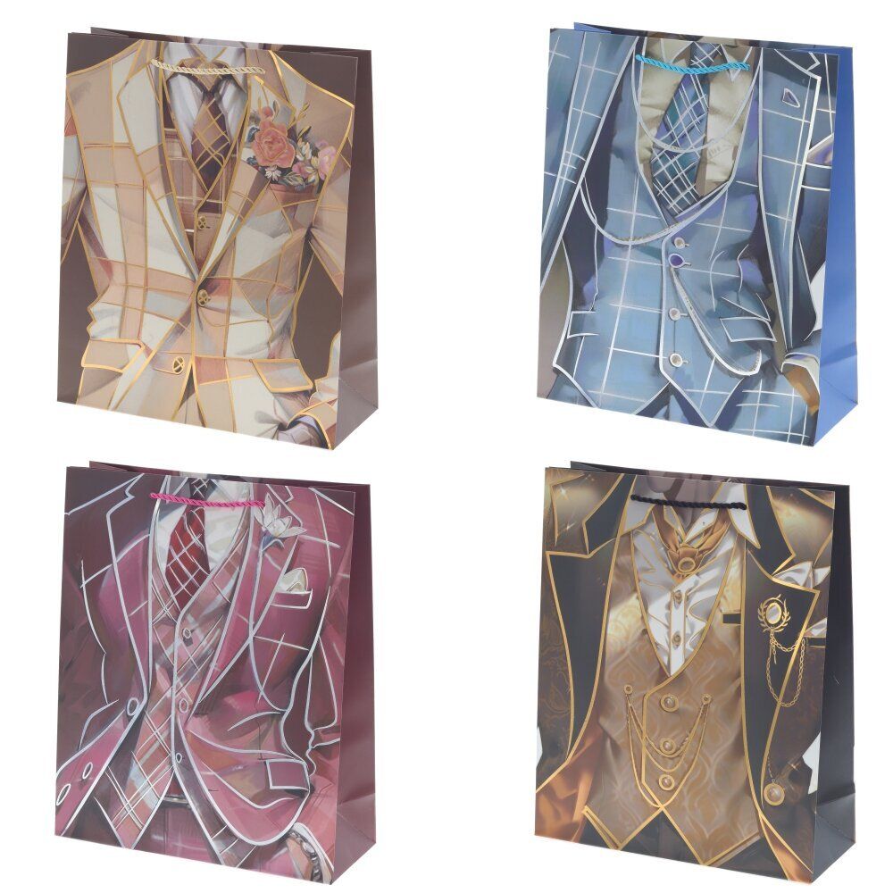 GAEM Пакет подарочный M (бумага 210г/м2, блок микс 12шт), L26 W10 H32 см, 4в.