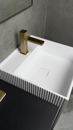 Раковина напольная рифленая Cube Corian 480*480*850 Matt White