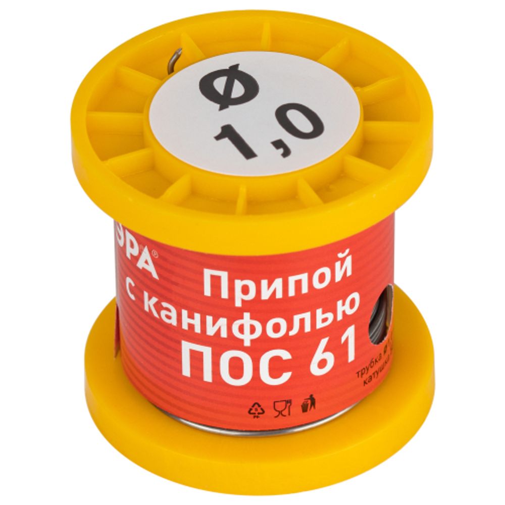 Припой ЭРА с канифолью для пайки ПОС 61 трубка O 1.0 мм, катушка 50 гр | Аксессуары для пайки