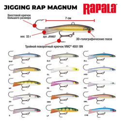 Балансир Rapala Jigging Rap Magnum / 7 см, 32 г, цвет PW